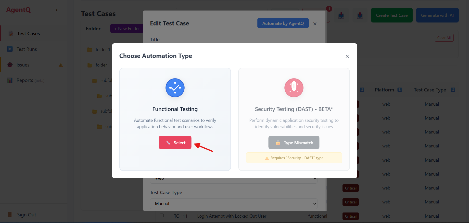 Select Functional Testing